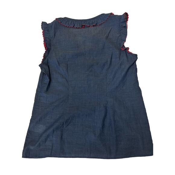 Boden Women’s Chambray Top Cap Sleeve Blue Tassel Tie Front Cottagecore US 4 - Picture 3 of 8